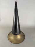 Vintage Phonograph Horn with Black Body and Brass Bell Edison Columbia