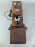 Chicago Electric Supply Oak Candlestick Wall Telephone