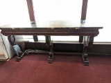 1890s Mahogany Console Table with Marble Top and Decorative Legs