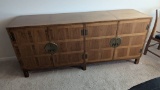 Baker Banded Walnut Chinese Chippendale Dining Server by Grand Rapids