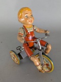 Unique Art Kiddy Cyclist Tin Wind Up Tricycle Toy