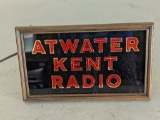 Atwater Kent Radio Illuminated Display Sign with Brass Frame