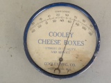 Cooley Cheese Boxes Advertising Thermometer 7 Inch Diameter