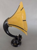 Antique Burns Horn Speaker in Yellow Celluloid and Black Metal Finish