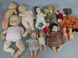 Vintage Dolls and Stuffed Toys with Various Sizes and Fabrics