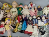 Handmade and Fabric Dolls in Various Styles Large Lot