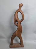 Mid-Century Modern Abstract Wood Sculpture Signed by Endre Vitez