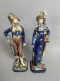 19th-Century German Majolica Figurines Depicting Lady and Gentleman