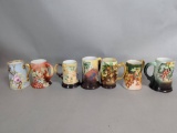 Handpainted Limoges France Lot of 7 Decorative Mugs