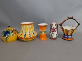 Hand Painted Decorative Ceramic Items Lot of 5 Czech Pottery