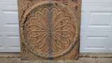 Square Tin Ceiling Panel with Circular Floral Motif Design