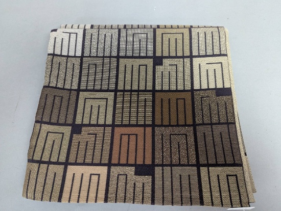 Fukuro Obi with Woven Geometric Pattern in Gold and Earth Tones