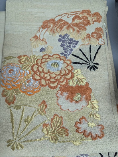 6 Assorted Polyester and Silk Japanese Obi for Fabric Use