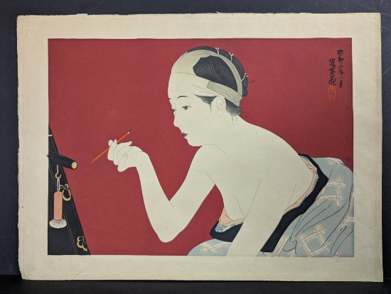 Japanese Woodblock Print Reproduction The Eyebrow Pencil by Ito Shinsui