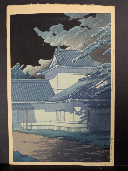 Japanese Woodblock Print Depicting Aoba Castle by Kawase Hasui