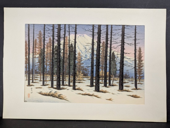 Japanese Woodblock Print Mt Fuji from Yamanaka by Ito Takashi