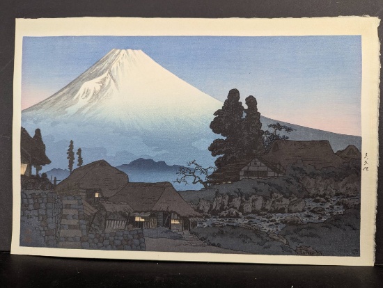 Japanese Woodblock Print Mt Fuji from Mitsukubo by Shotei Takahashi