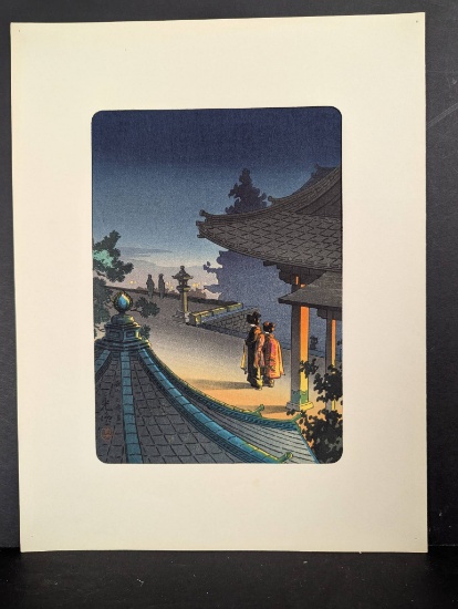 Japanese Woodblock Print Evening at Miidera Temple by Tsuchiya Koitsu