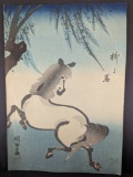Reproduction Japanese Woodblock Print Horse and Willow by Utagawa Kunisada