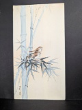 Japanese Woodblock Print by Ohara Koson Depicting Sparrows and Bamboo c1910