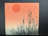 Japanese Woodblock Print by Tsukioka Kogyo Depicting Sunset