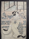 Japanese Woodblock Print by Kikugawa Eizan Depicting Bijin 19th Century
