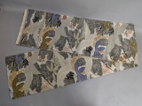 Japanese Maru Obi Vintage Silk with Crane and Foliage Design