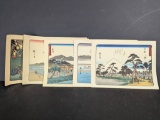 12 Japanese Woodblock Print Reproductions by Hiroshige Reisho Tokaido