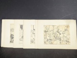 Lot of Japanese Woodblock Prints by Katsushika Hokusai 19th Century Bookplates