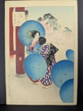 Flower-viewing Ladies of the Bunsei Era by Mizuno Toshikata Japanese Woodblock Print