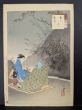 Japanese Woodblock Print The Sound of Insects Woman of the Kanen Era by Mizuno Toshikata