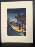 Japanese Woodblock Print Evening at Miidera Temple by Tsuchiya Koitsu