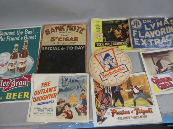 Lot 8 Assorted Vintage Advertising Signed Movies Tobacco Beer etc