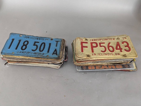 Vintage License Plates Including Illinois and Other States