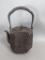 Antique Japanese Tetsubin Cast Iron Tea Kettle with Bronze Lid