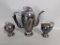 Hirata and Co Sterling Silver Japanese Tea Set with Teapot Creamer & Sugar