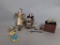 4 Vintage Japanese Figures Including Musha Ningyo Samurai Dolls and Resin Figurines