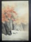 Signed Vintage Japanese Watercolor Landscape with Red and Orange Foliage