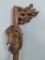 1950s Chinese Carved Wood Walking Stick with Dragon Motif