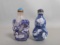 Blue Frosted Glass Snuff Bottles with White Butterflies and Carp