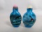 Chinese Blue Glass Inside Painted Snuff Bottles