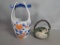 Japanese Ceramic Vase and Teapot with Painted Floral Designs