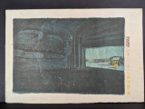 Japanese Woodblock Print by Kazuma Oda Depicting Shinbashi Enbujo