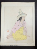 Japanese Woodblock Print by Paul Jacoulet Jeune Fille de Jaluit