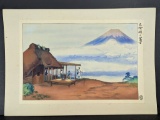 Japanese Woodblock Print by Oda Hironobu Depicting Mount Fuji