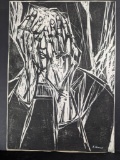 Japanese Woodblock Print by Kikuko Hirano Depicting Abstract Imagery