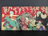 Lot of 2 Japanese Meiji Era Woodblock Print TriptychsÂ 