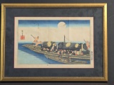 Japanese Woodblock Print The Yodo River by Utagawa Hiroshige in Frame