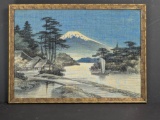 Painting on Silk Depicting Mount Fuji and Rural Scenery, c1930s