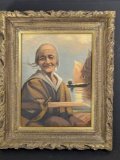 Portrait of a Smiling Elderly Japanese Woman by K Fukaya
